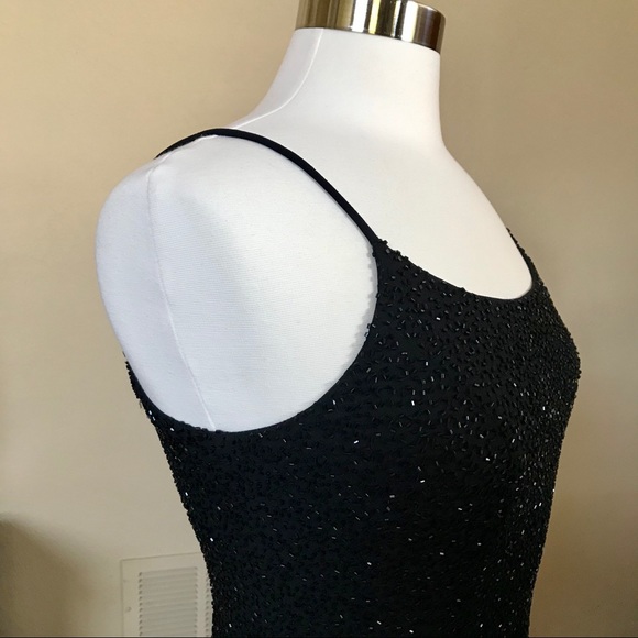 Black Sequence Spag Strap Evening Gown by Jump - Picture 4 of 8